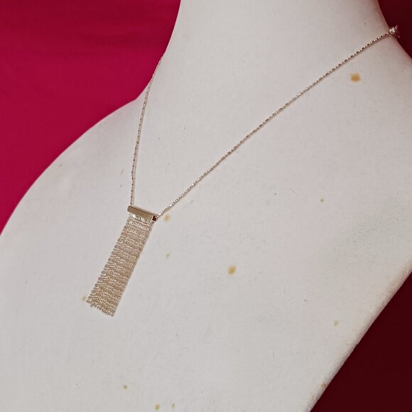 90s Vintage Sterling Silver Plated Fringe Tassel Curtain Choker Necklace - Picture 3 of 8